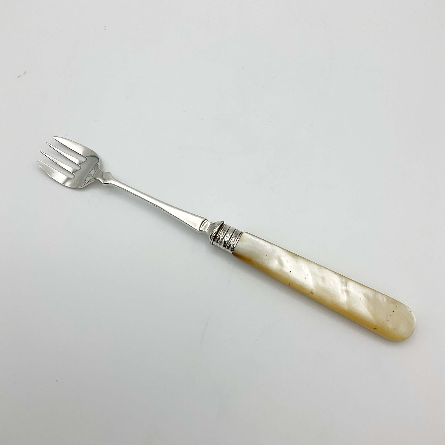 Vintage Silver Plated Pickle Fork, Mother of Pearl Handle