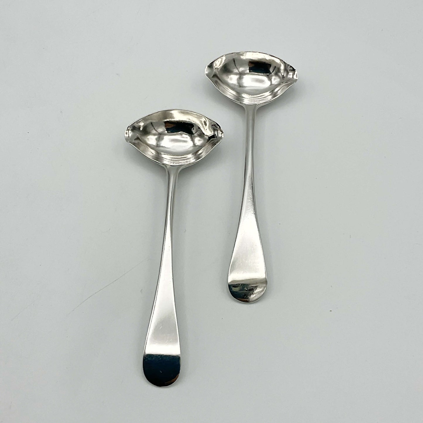 Antique Georgian 1700s Sterling Silver Salts with Spoons