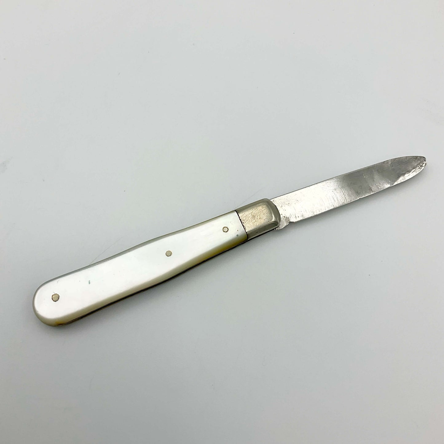 Cuchillo para fruta antiguo de plata de ley de 1904