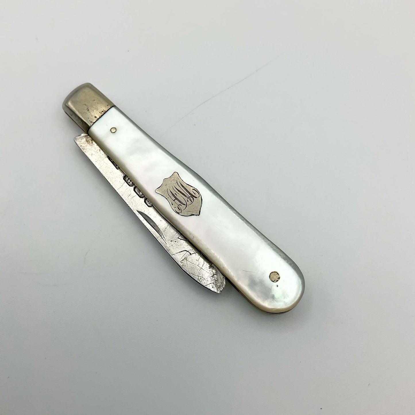 Cuchillo para fruta antiguo de plata de ley de 1904