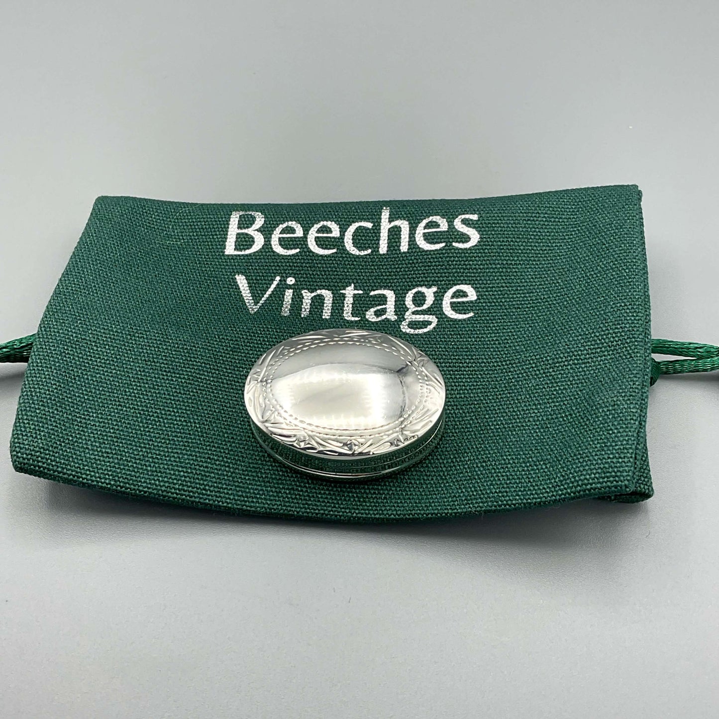 Vintage Oval Sterling Silver Pill Box