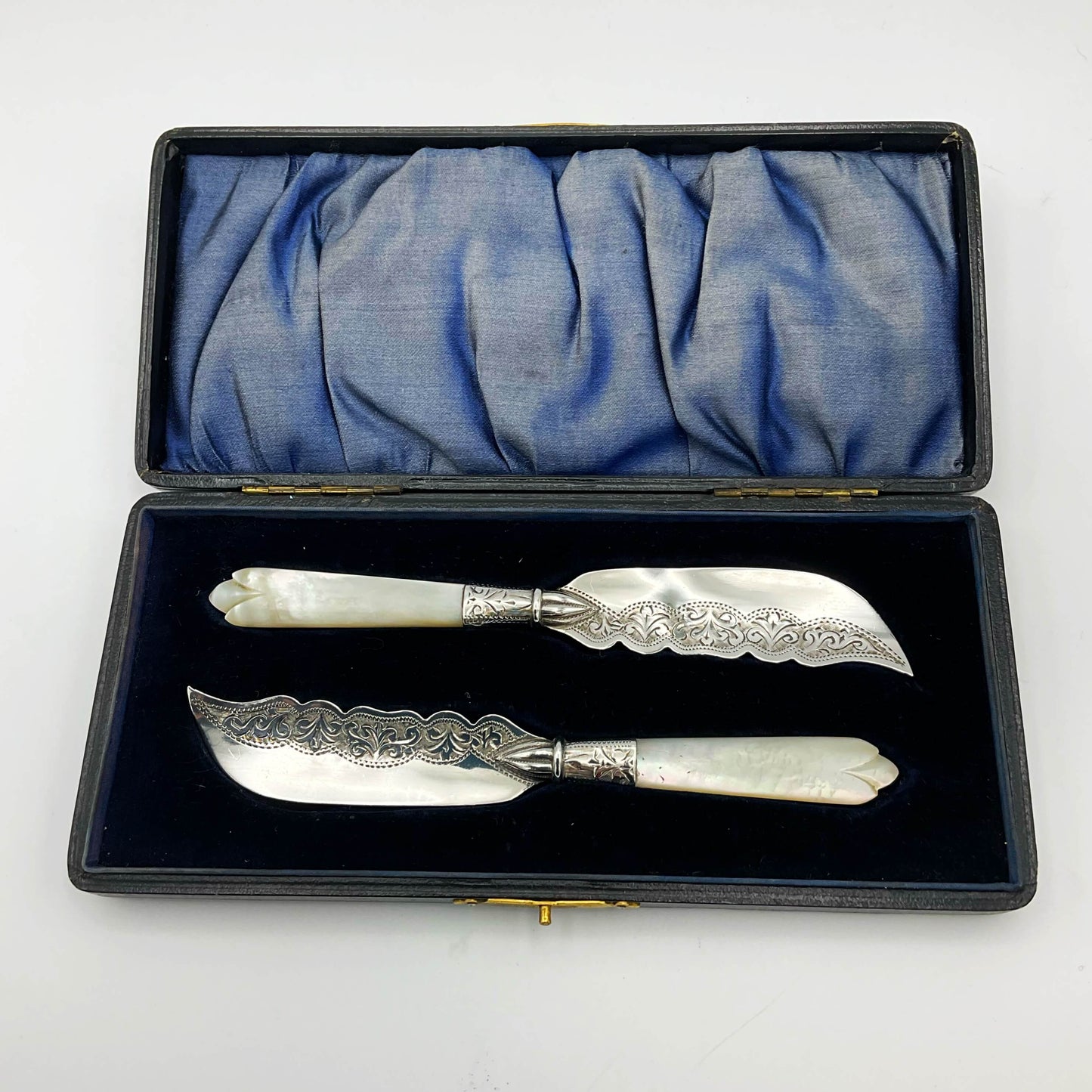 Antique 1909 Silver Butter Knives Boxed Set