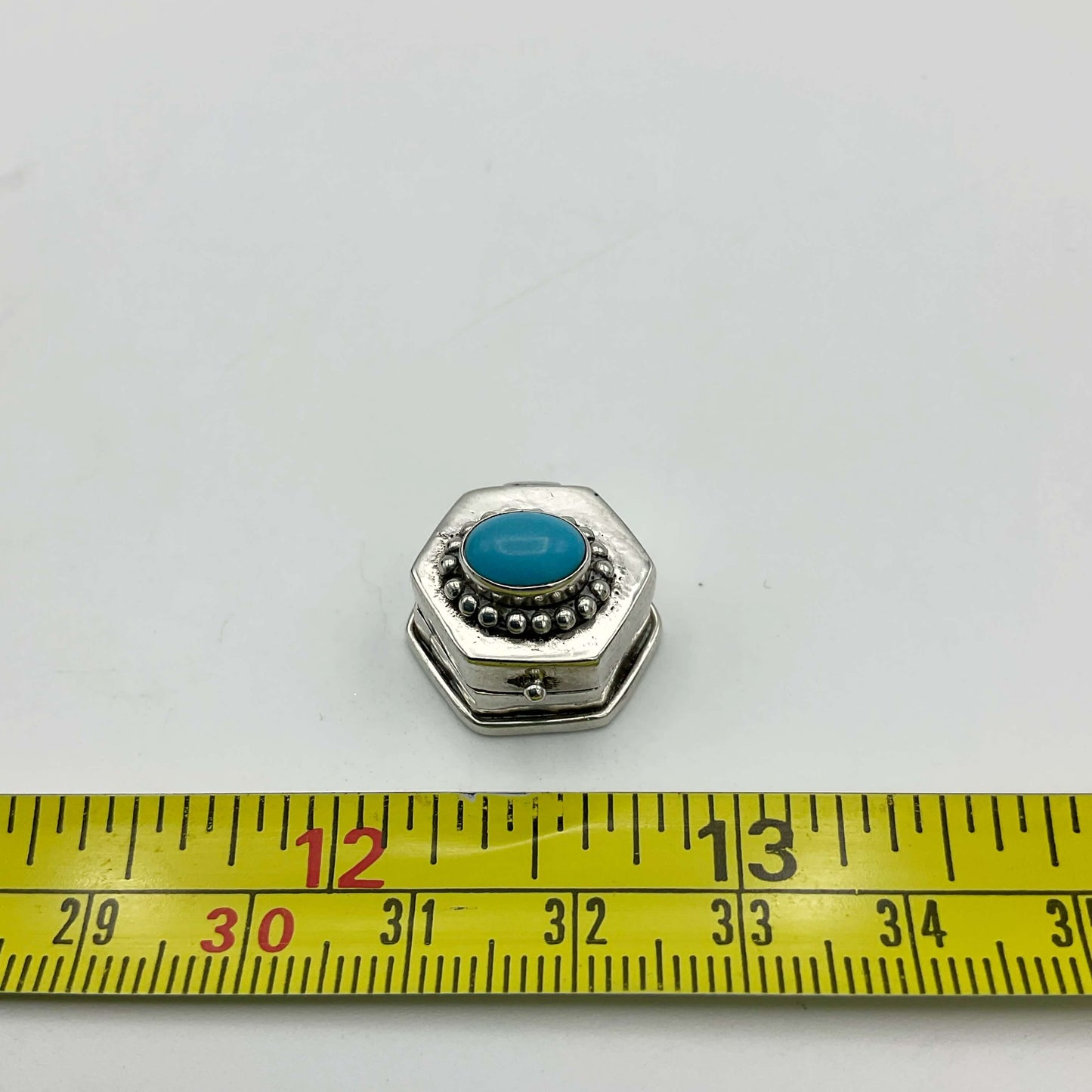 Tiny Turquoise and Silver Pill Box