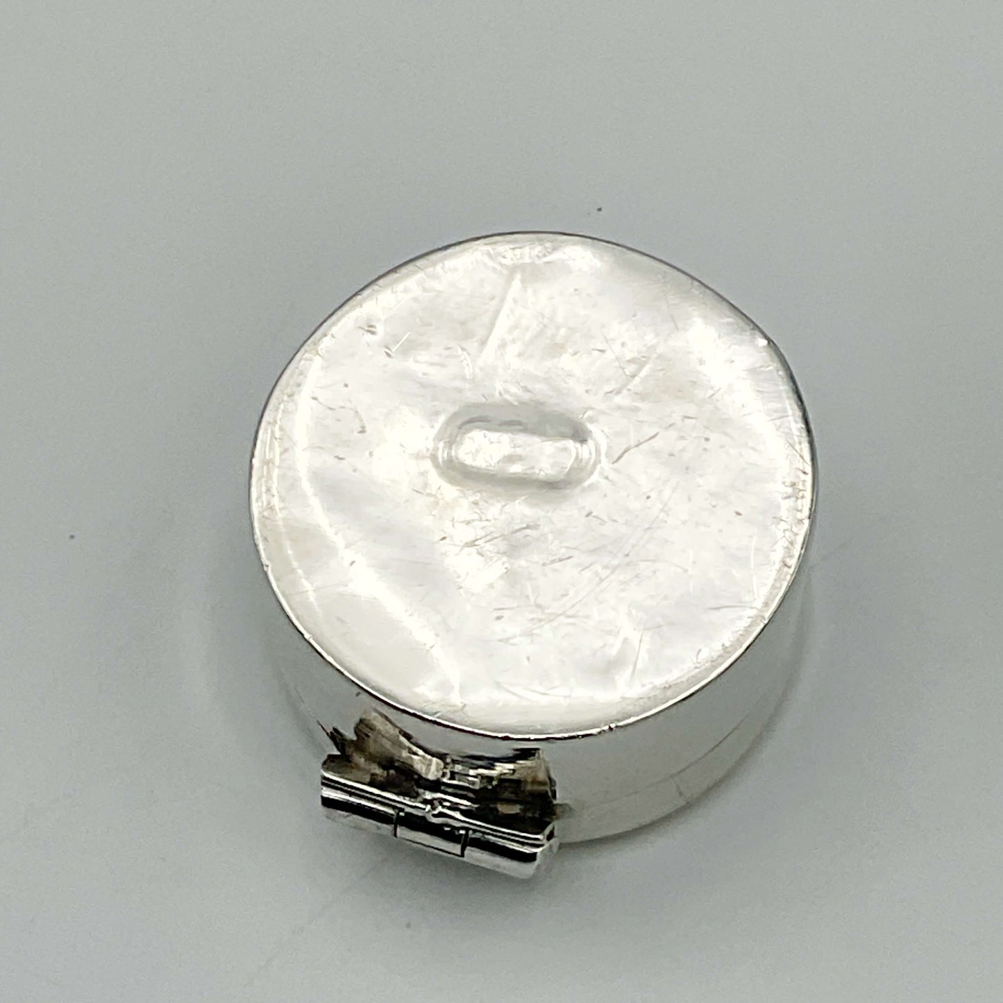 Round Silver Pill Box or Case