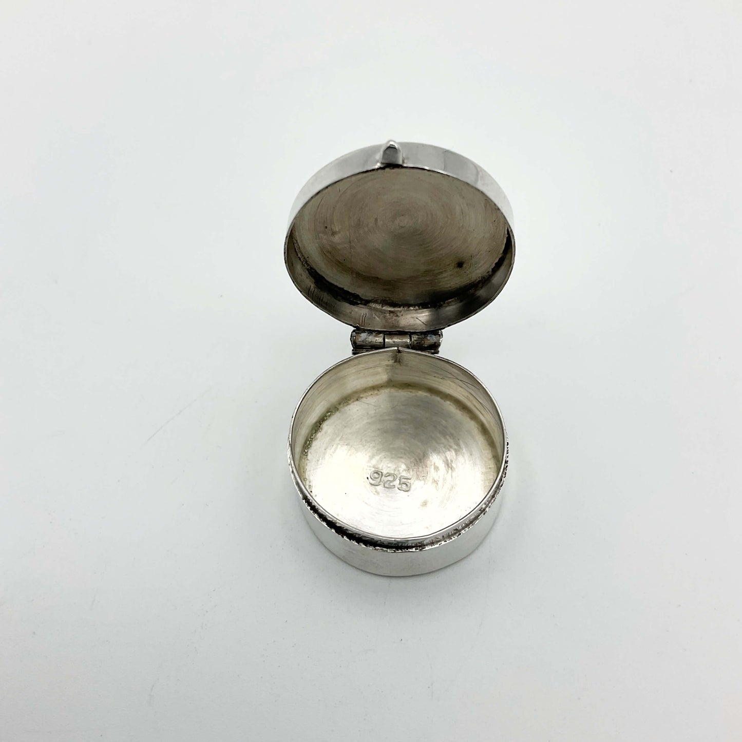 Round Silver Pill Box or Case