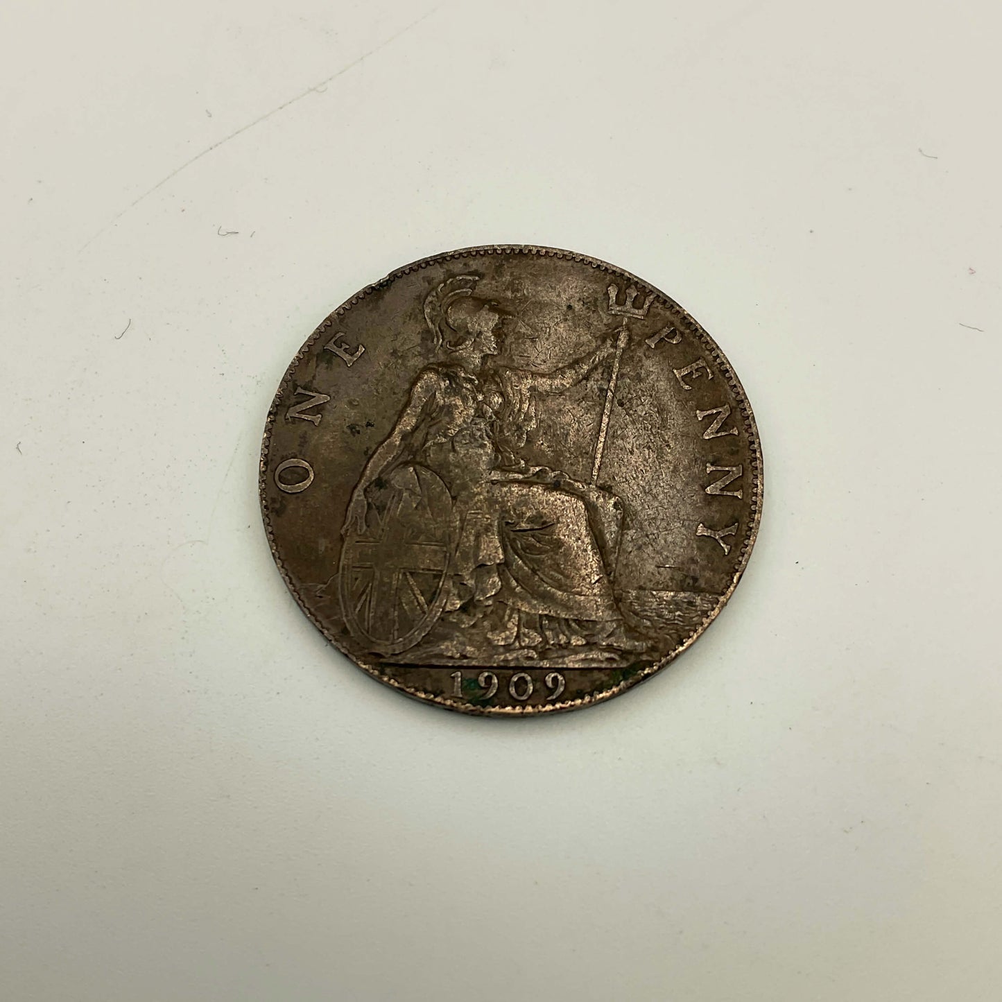 Antike 1-Penny-Münze von König Edward VII. aus dem Jahr 1909