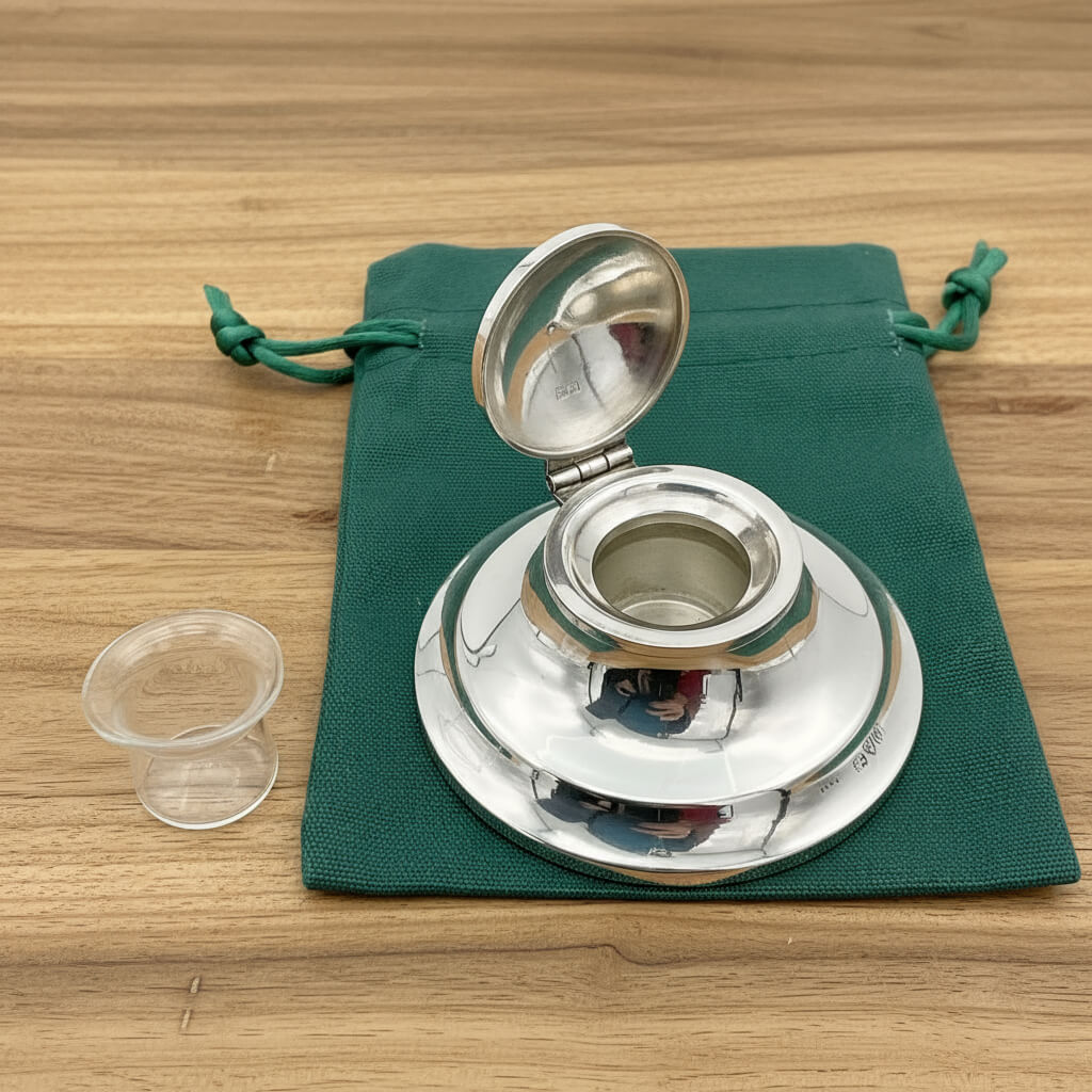 Antique 1921 Small Sterling Silver Inkwell