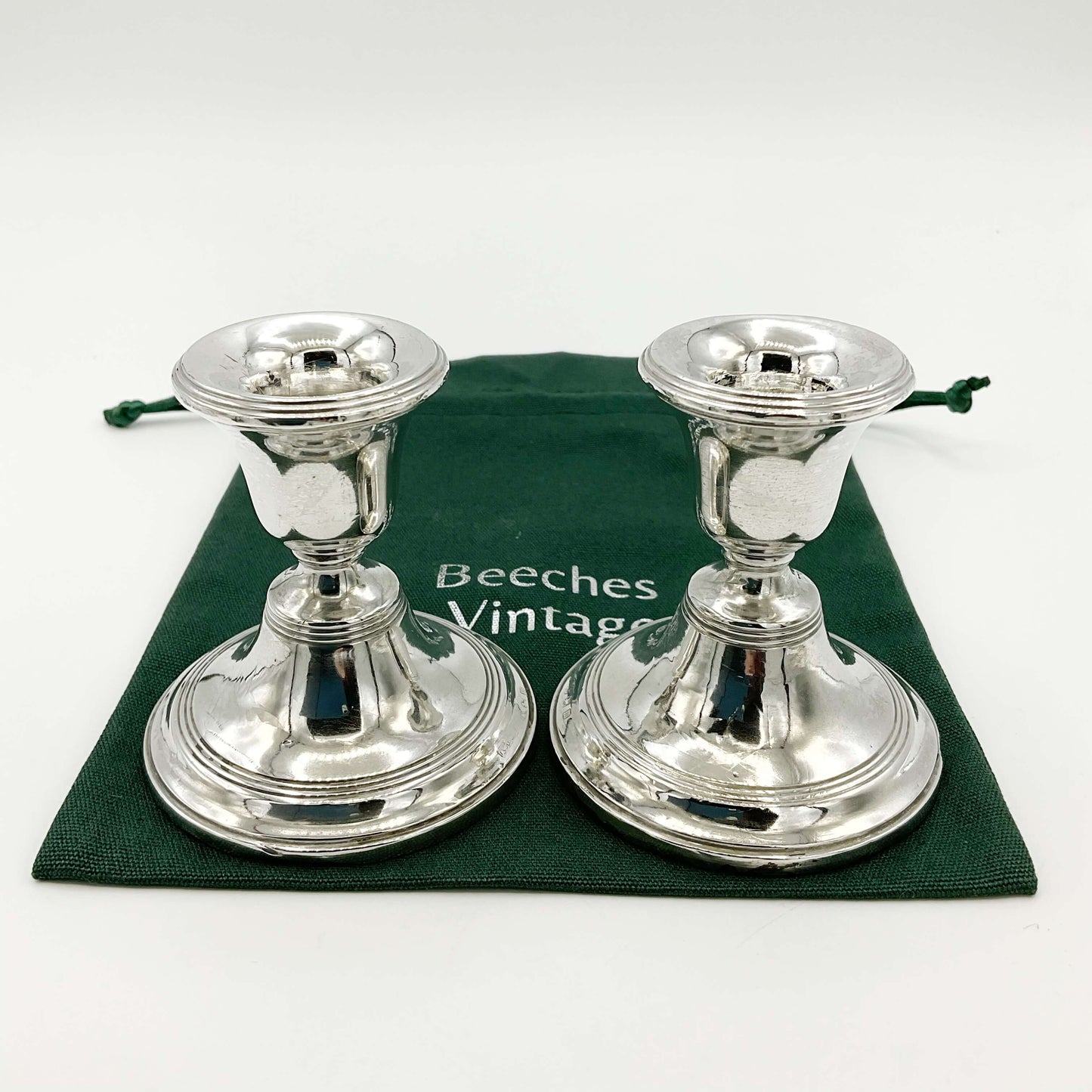 Pair of Antique 1911 Sterling Silver Candlestick Holders