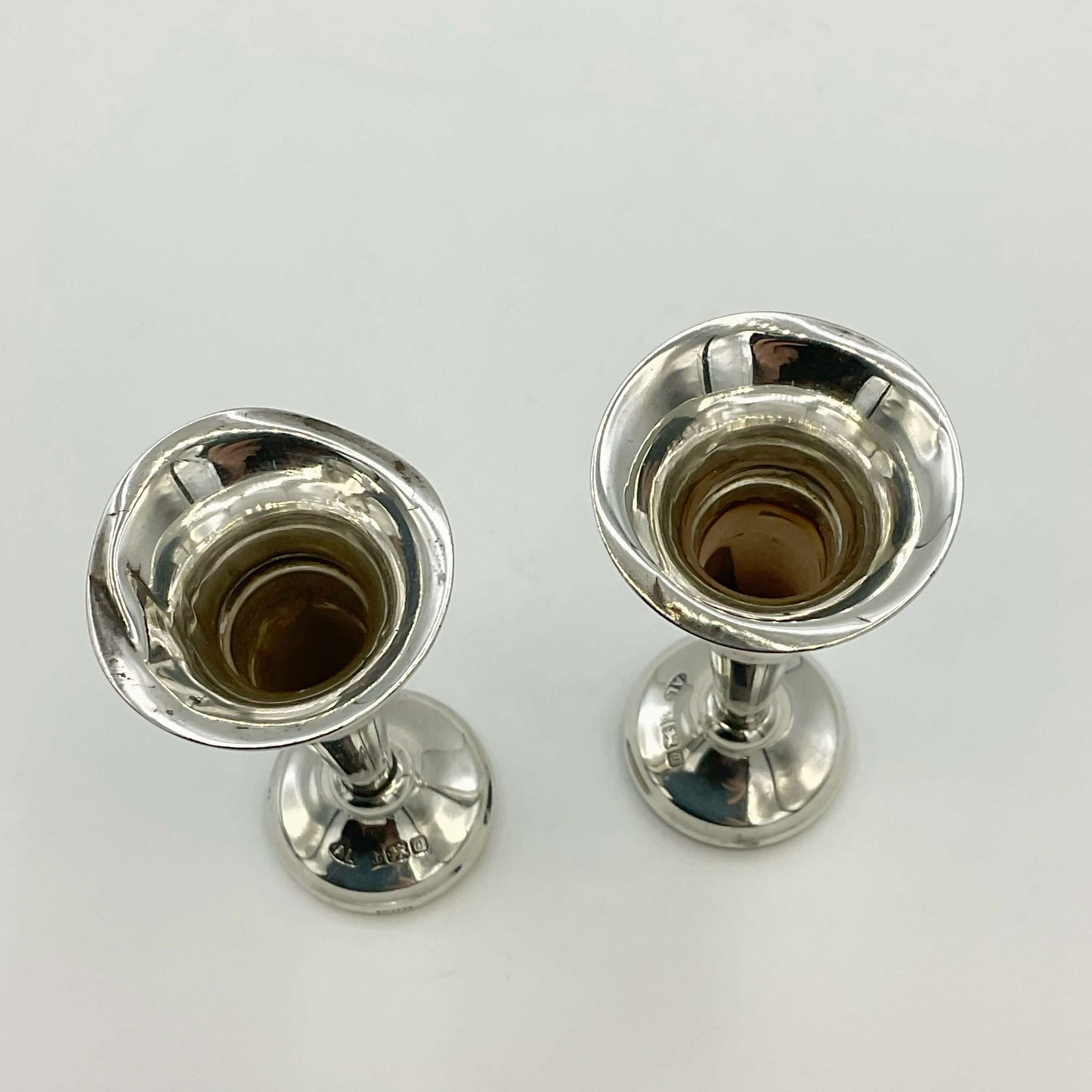 Pair of Small Sterling Silver Spill Vases