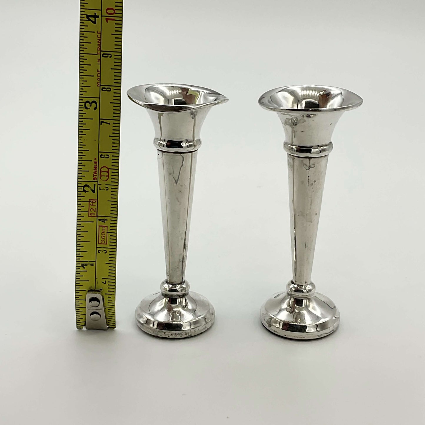 Pair of Small Sterling Silver Spill Vases