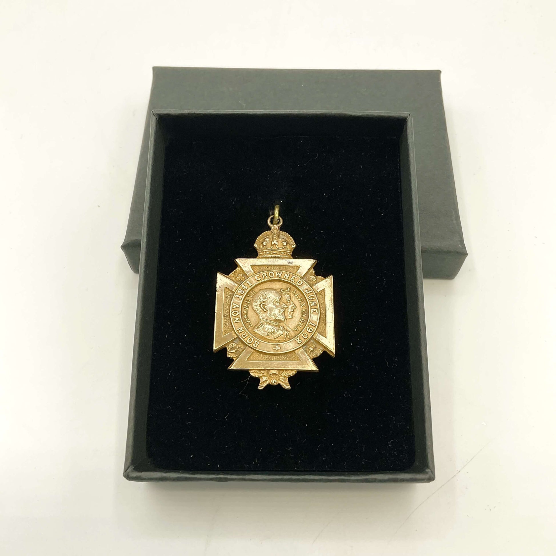 Brass 1902 coronation medal in black box