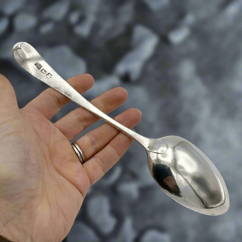 Antique Sterling Silver Serving Spoon, Georgian 1700s Tablespoon