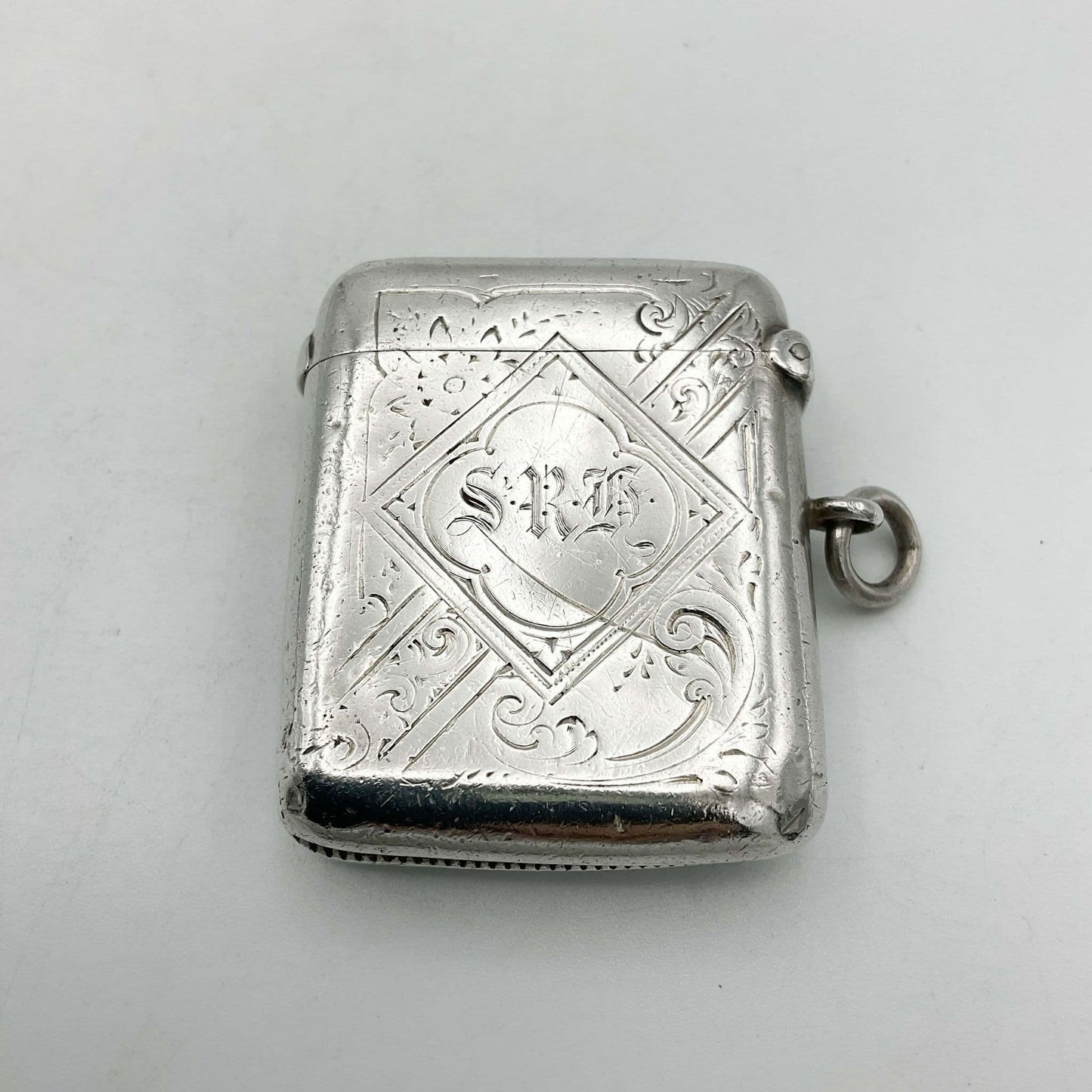 Antique 1895 Silver Vesta Case, Victorian Match Safe