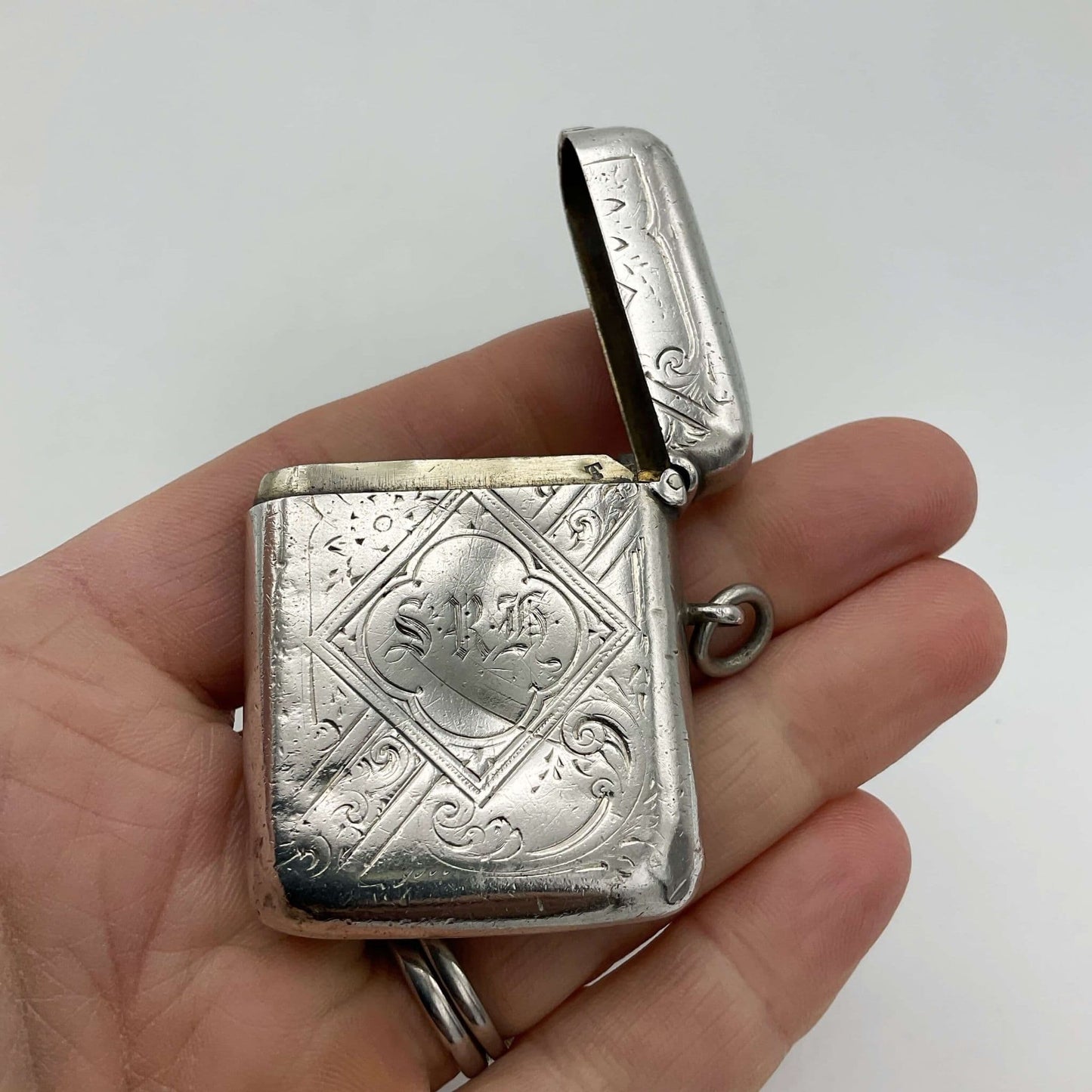 Antique 1895 Silver Vesta Case, Victorian Match Safe