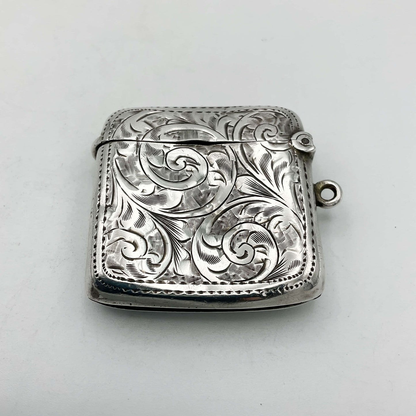 Antique 1906 Silver Vesta Case, Edwardian Match Safe