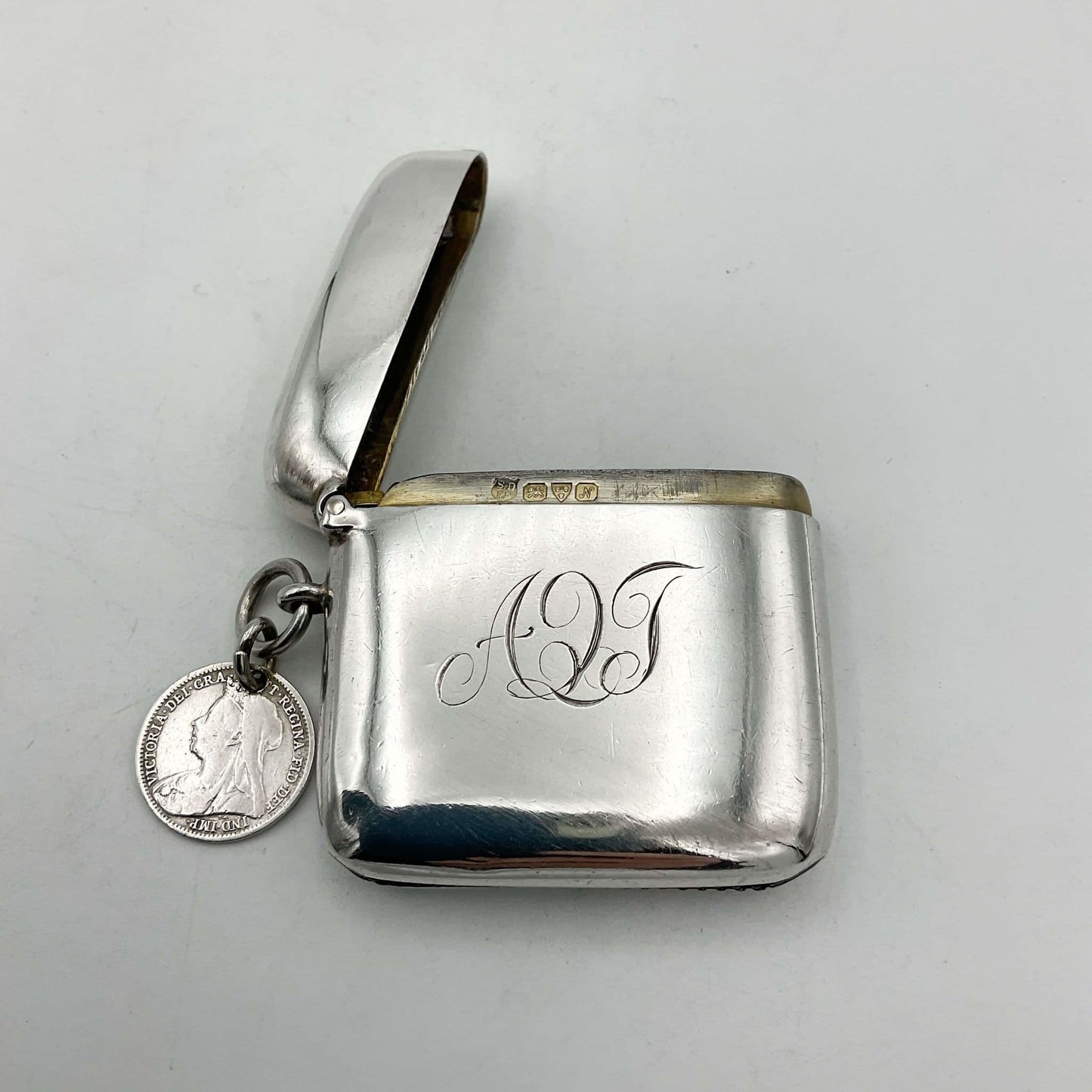 Antique 1913 Sterling Silver Vesta Case, Match Safe