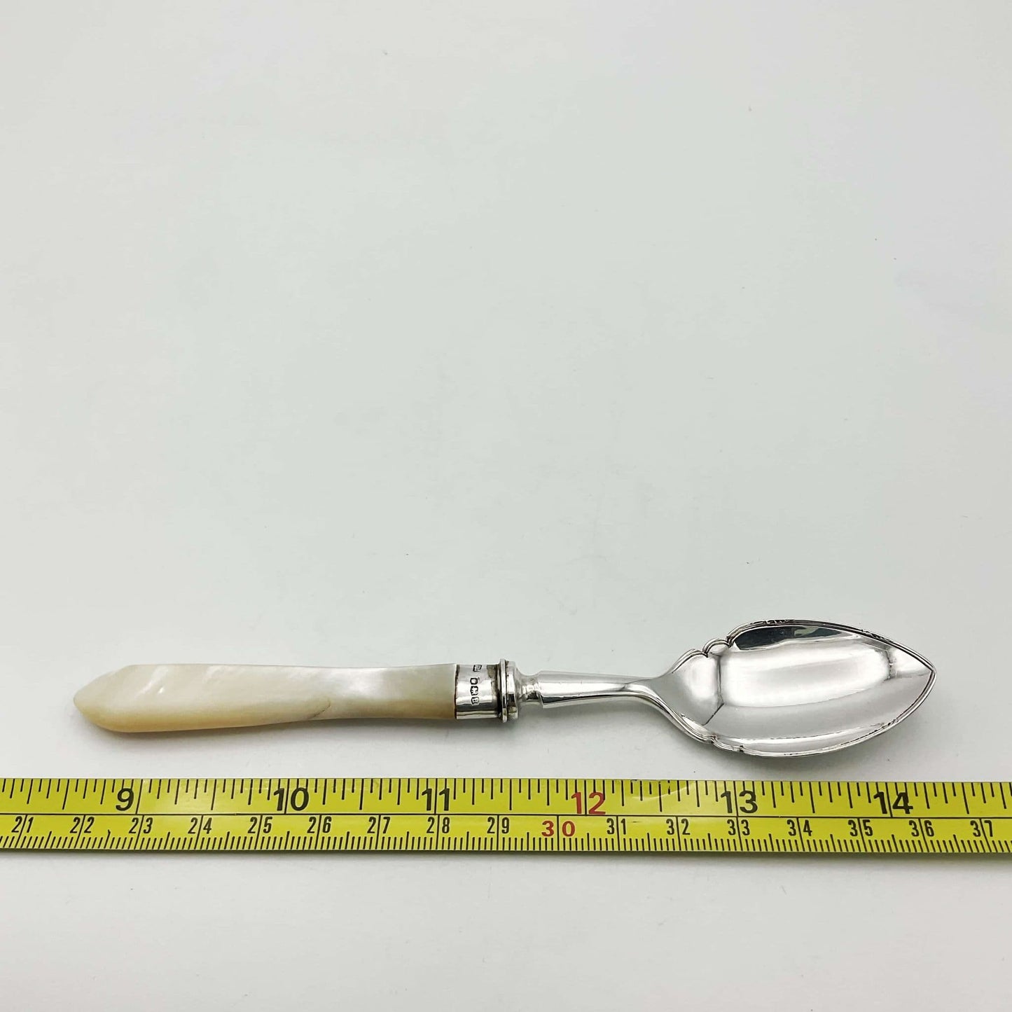 Antique 1921 Silver and Mother of Pearl Jam Spoon