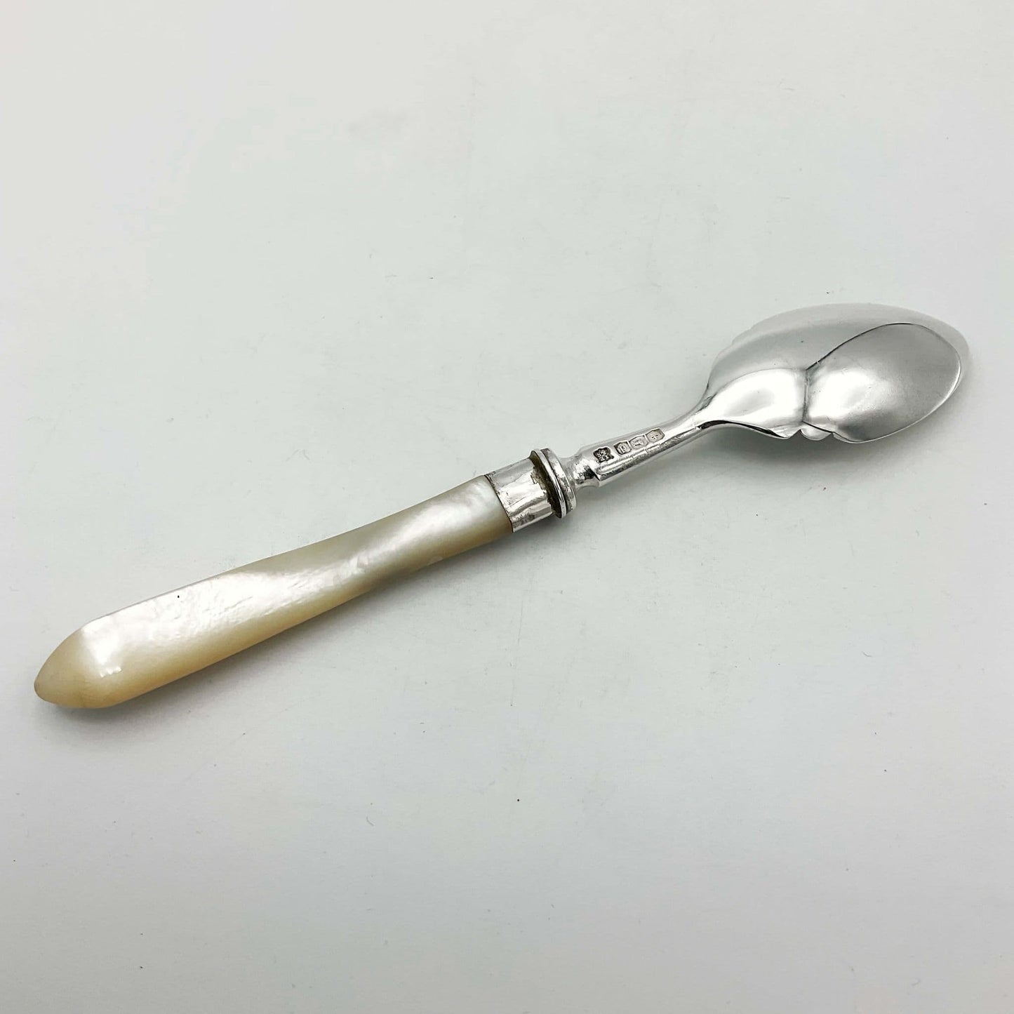 Antique 1921 Silver and Mother of Pearl Jam Spoon