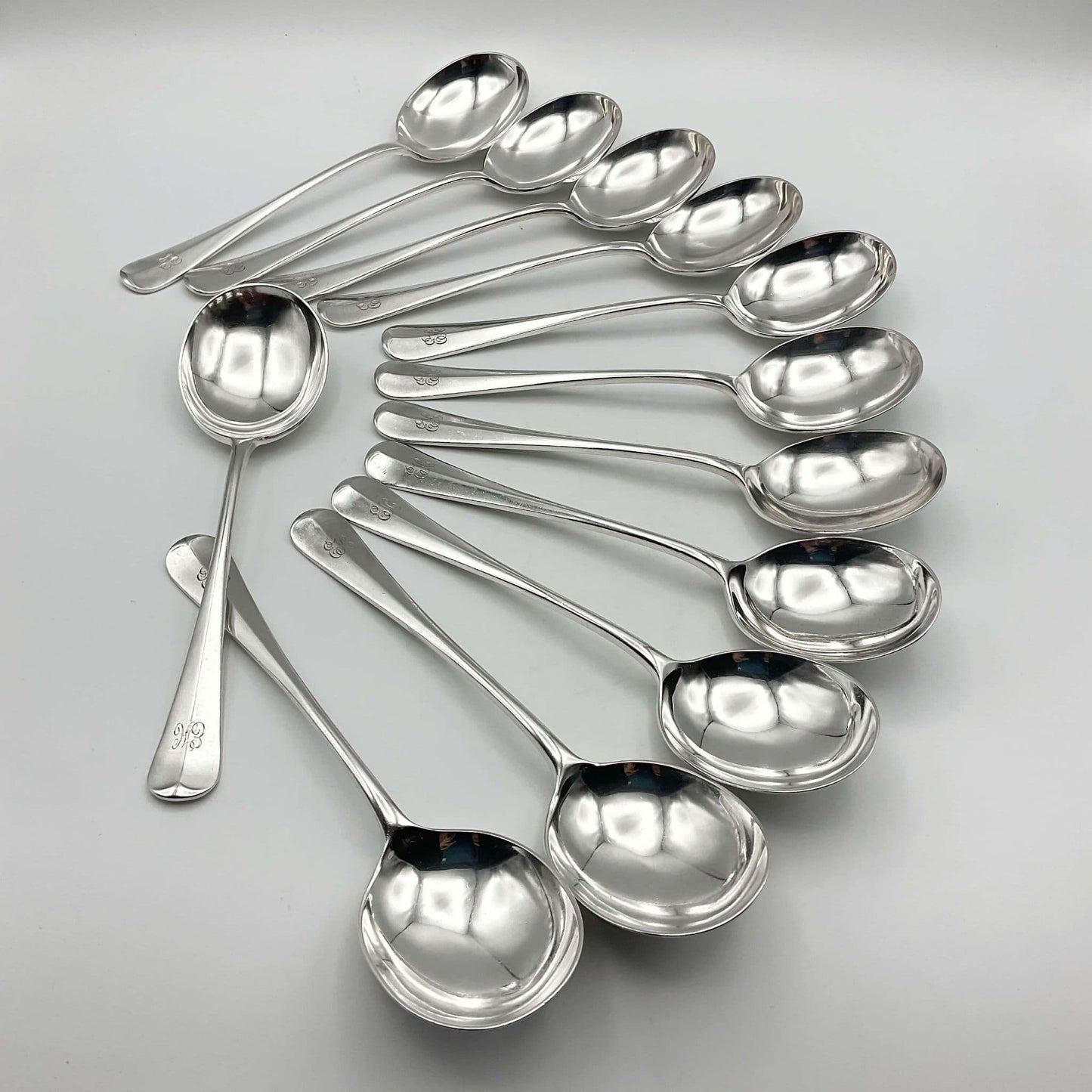 Antique Mappin & Webb Silver Plated Soup Spoons Set