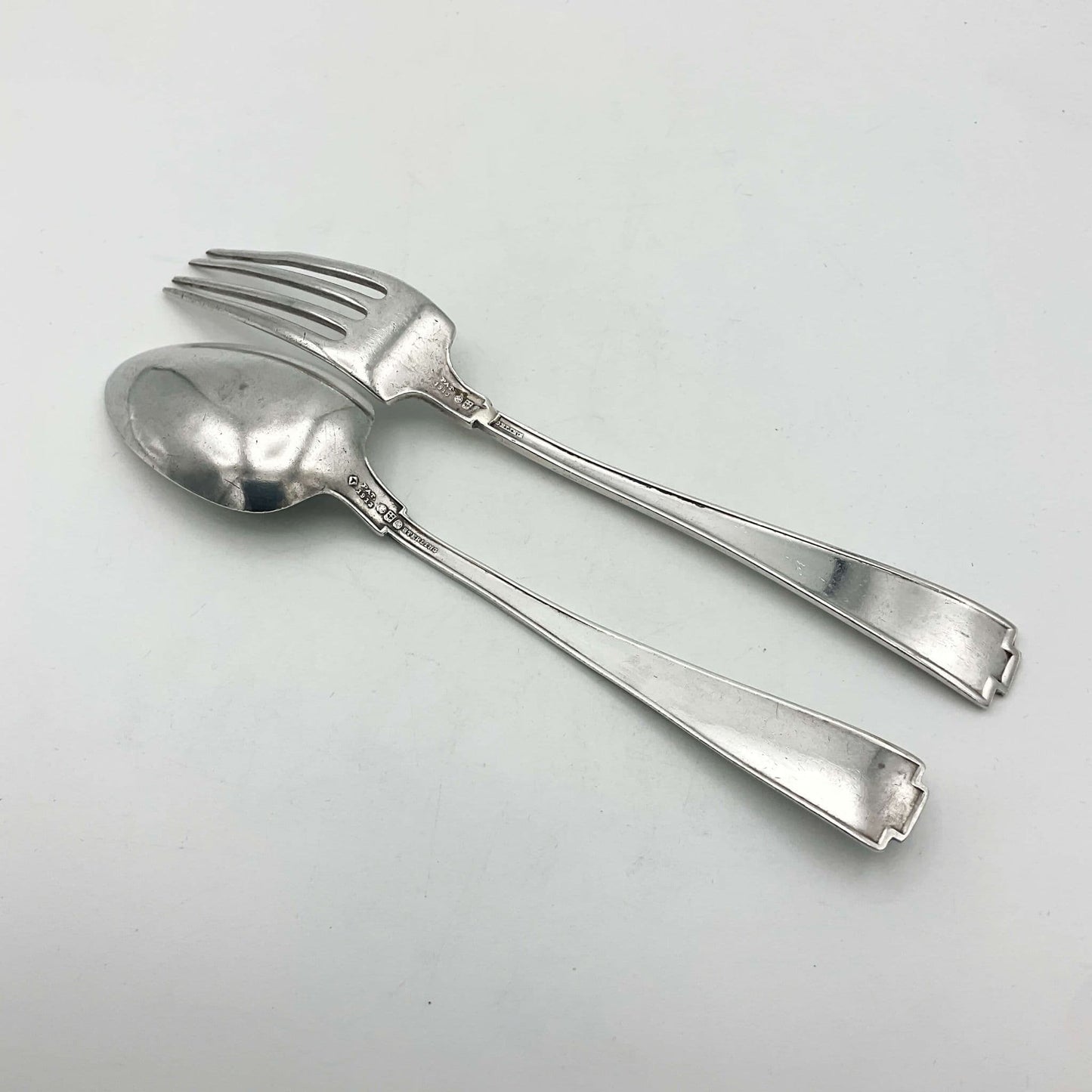 Antique Small Silver Spoon and Fork, Christening Gift