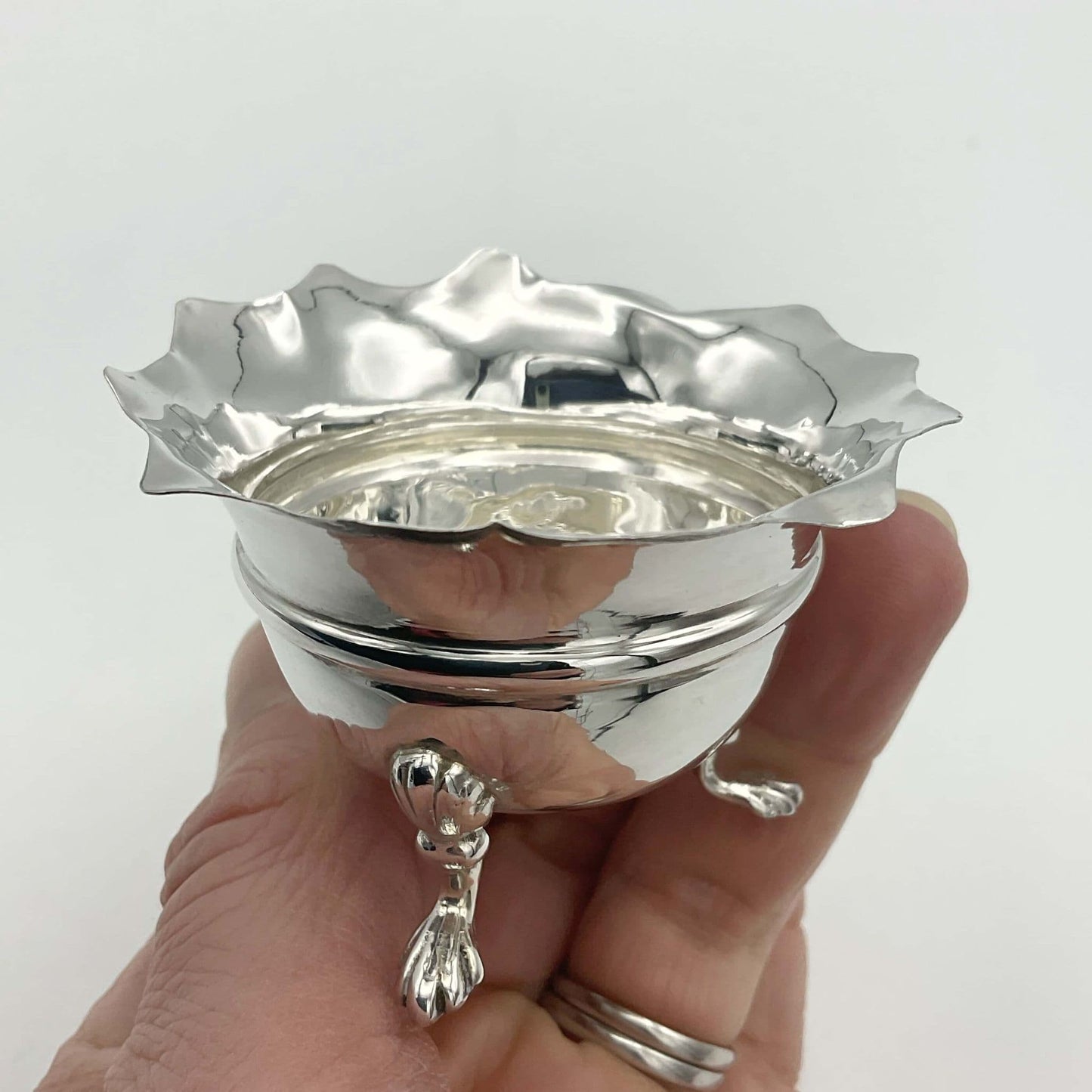 Antique Sterling Silver Salt, 1901 Hallmark, Small Silver Bowl