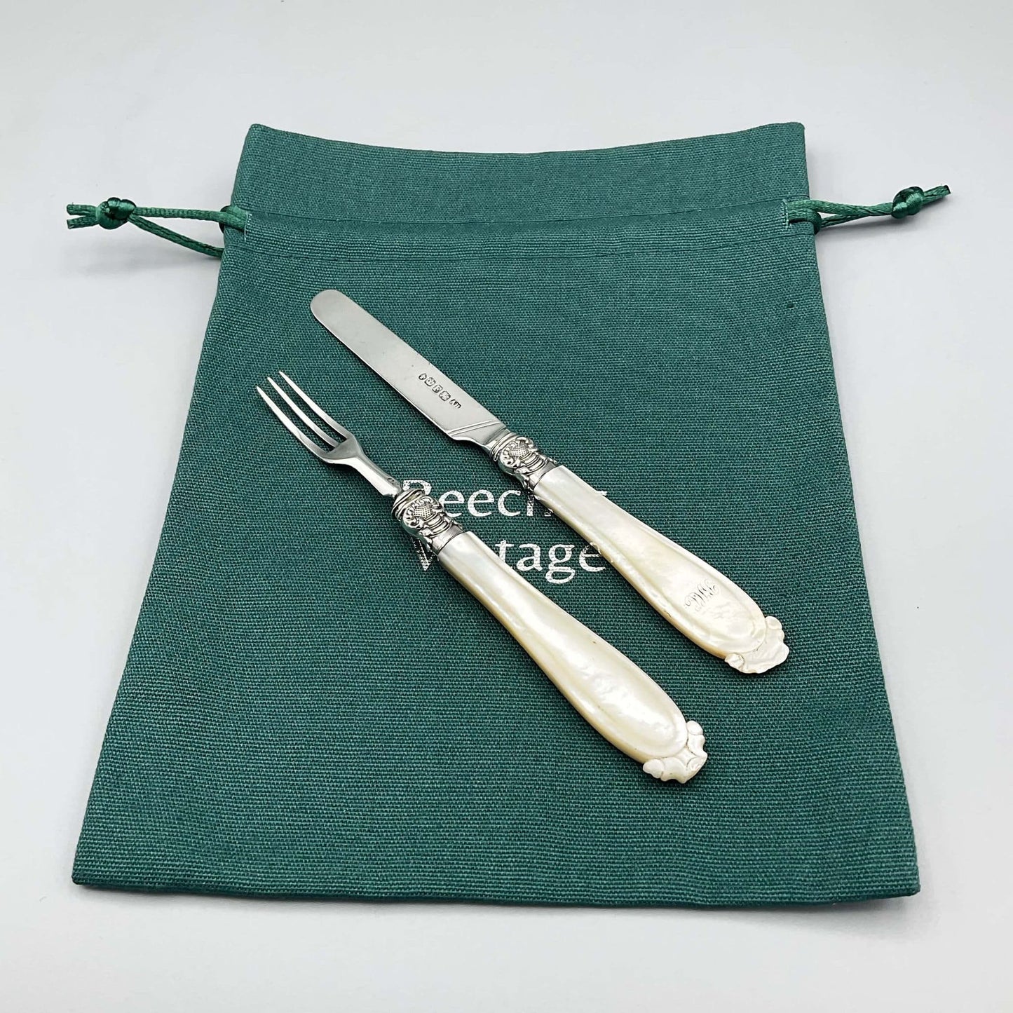 Antique 1894 Victorian Silver Knife and Fork Set, Campaign Cutlery