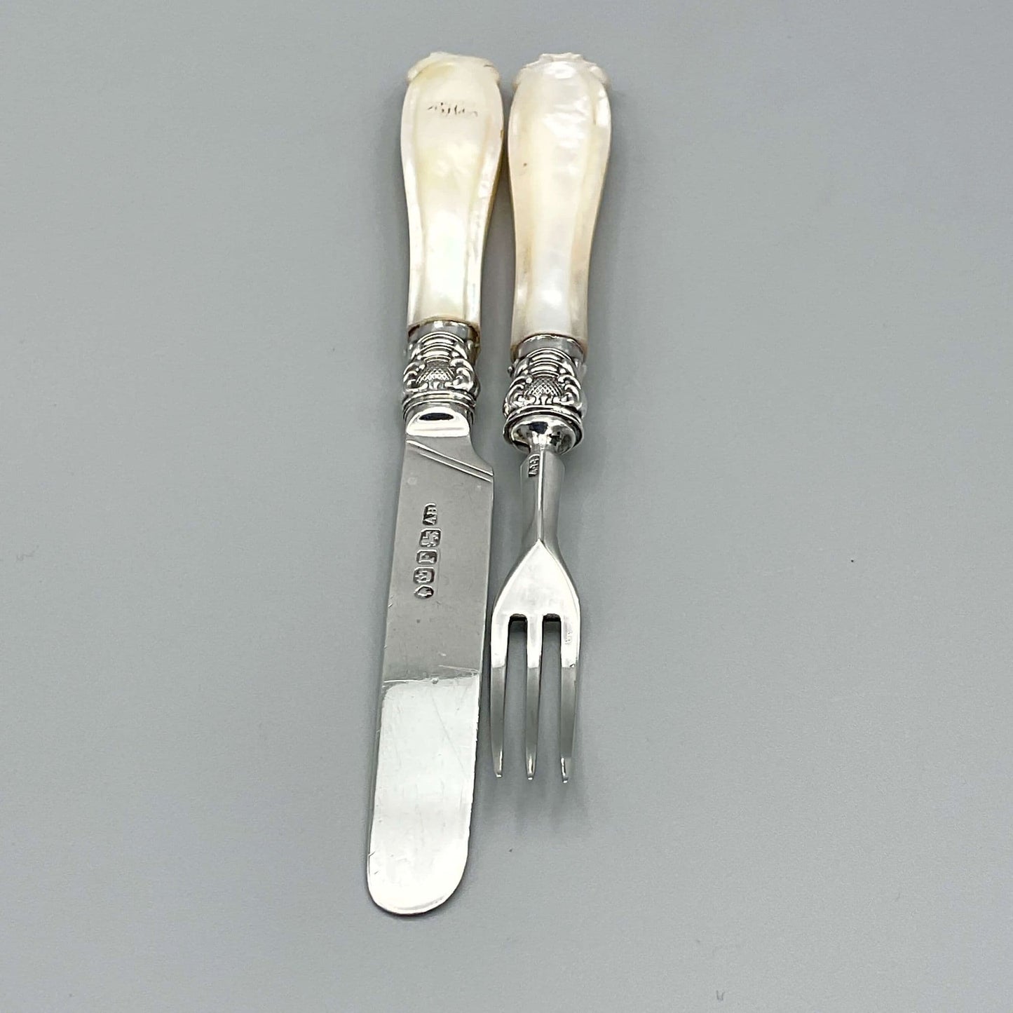 Antique 1894 Victorian Silver Knife and Fork Set, Campaign Cutlery