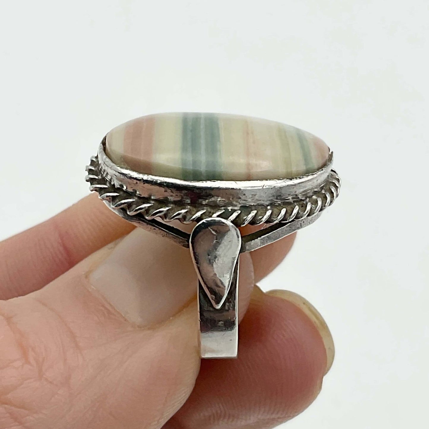 Banded Agate Silver Ring