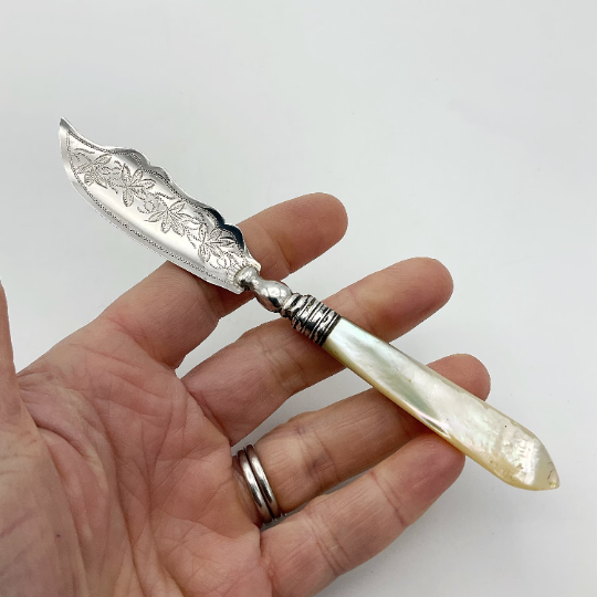 Antique 1888 Victorian Silver Butter Curling Knife
