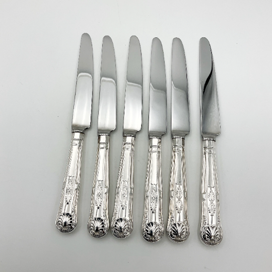Set of Silver Plated Dessert Knives, Tea Knives