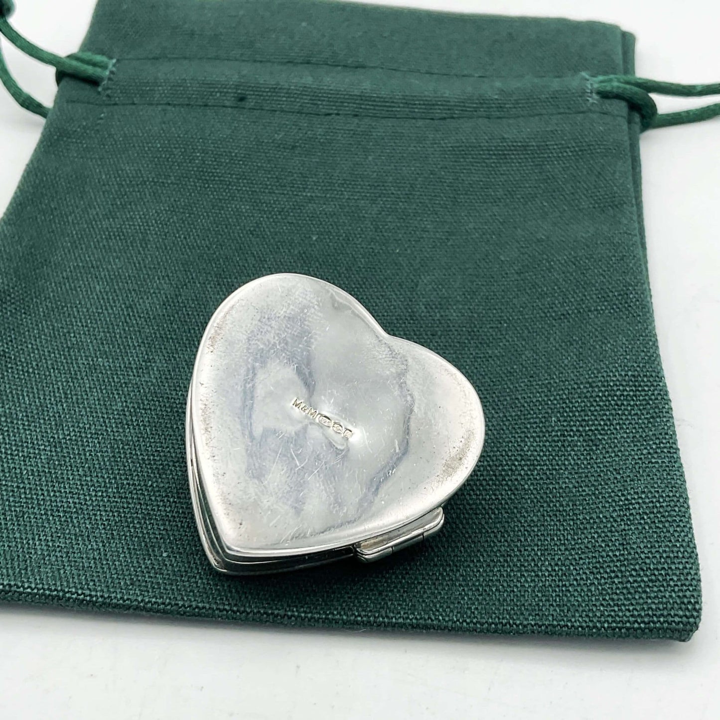 Heart Shaped Sterling Silver Pill Box, Gemstone Pill Case