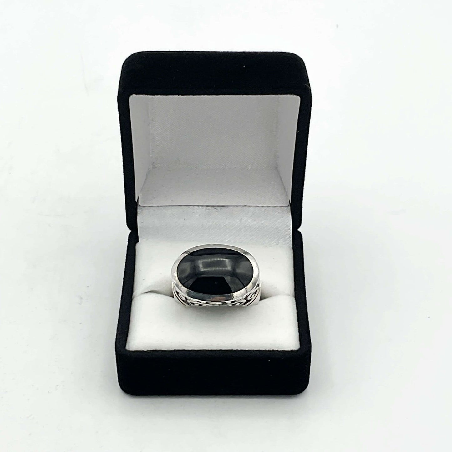 Oval Black Onyx Silver Ring
