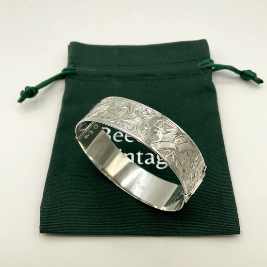 Video of Silver Art Nouveau design bracelet.