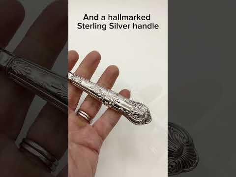 1973年 英国ヴィンテージ 純銀製ハンドル ケーキスライサー＆ブレッドナイフ Harrison Brothers Vintage Sterling Silver Handled Butter Knife by Harrison Brothers
