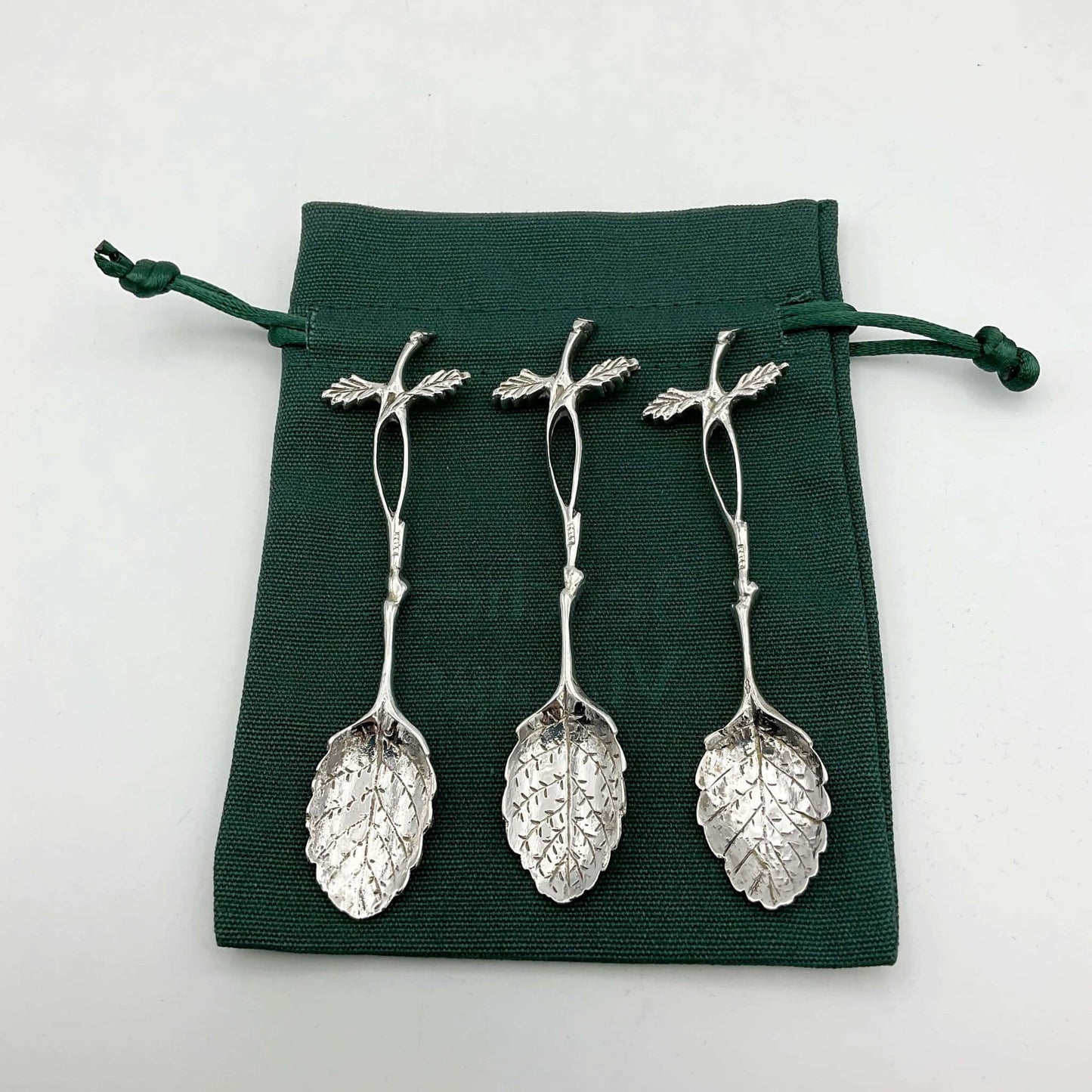 Set of 3 Leaf Demitasse Spoons