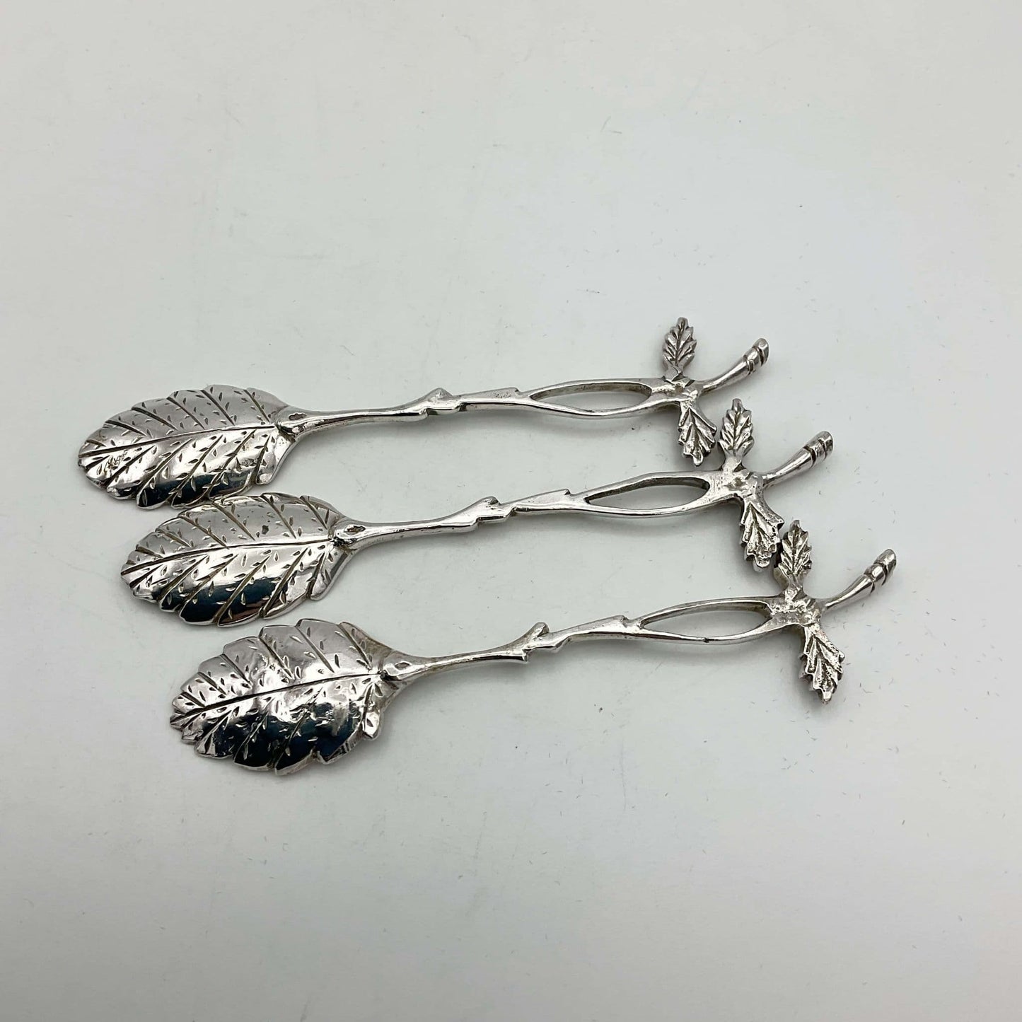 Set of 3 Leaf Demitasse Spoons