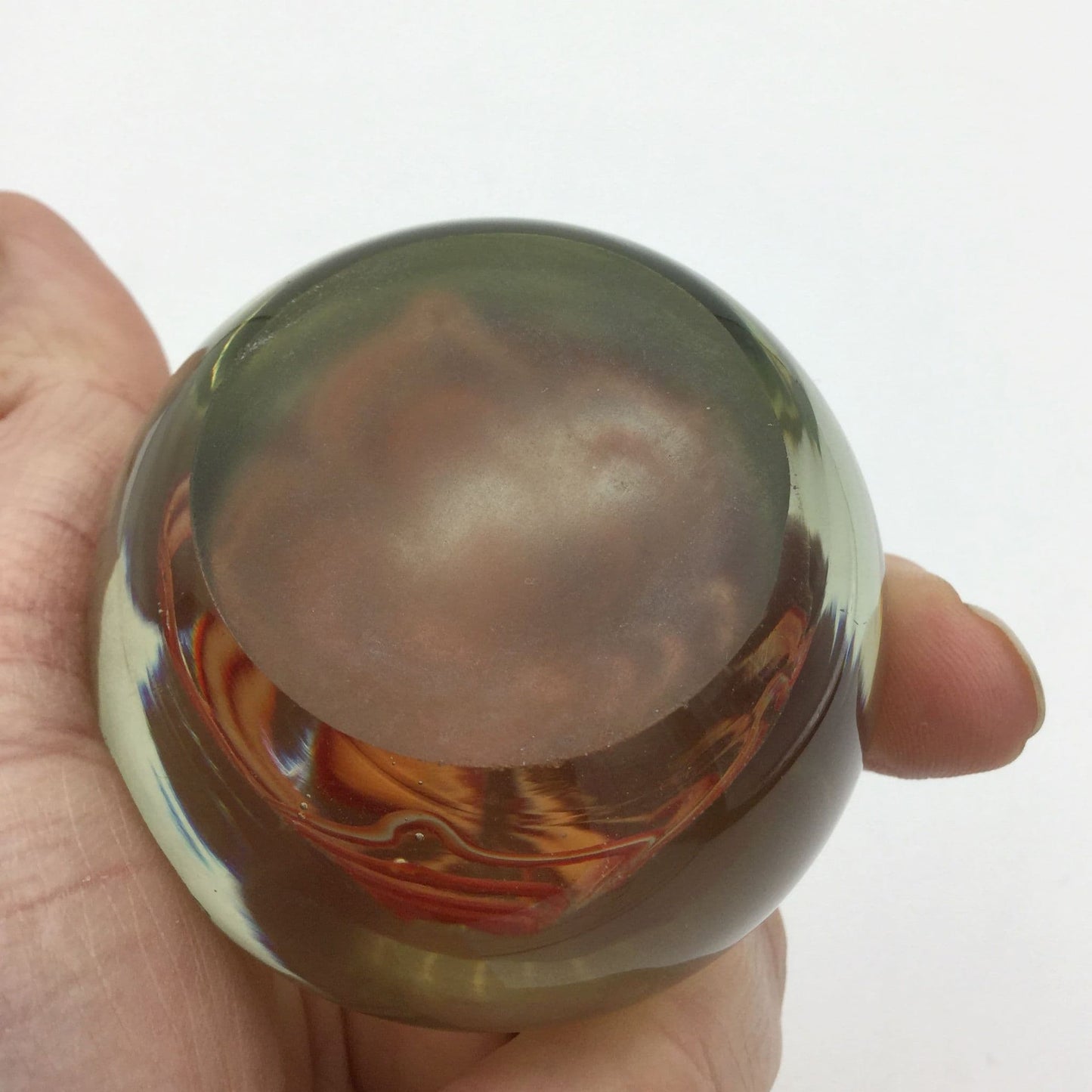 Small Orange Swirl Glass Paperweight