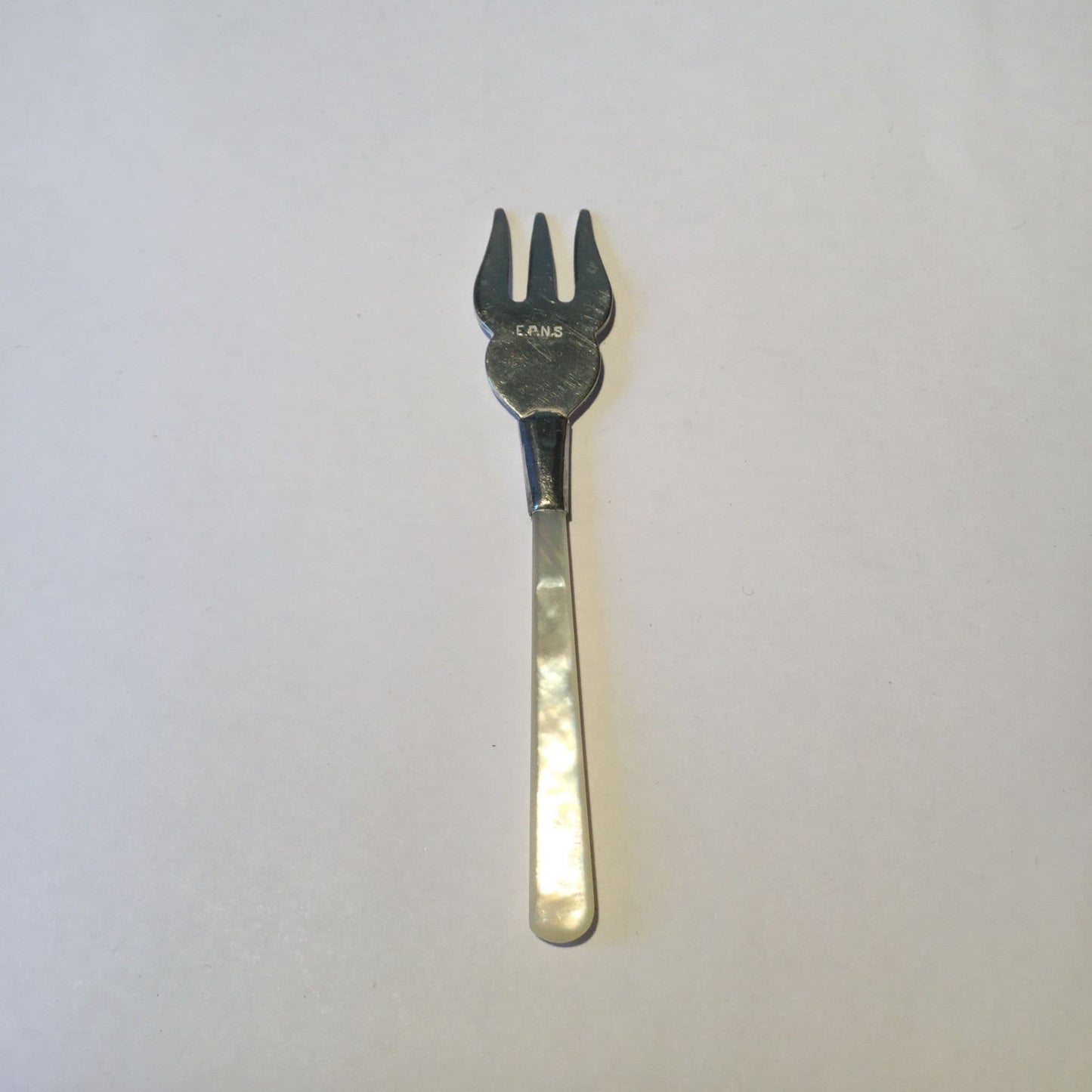 Small Silver Plated Cocktail Fork, Mother of Pearl Handle