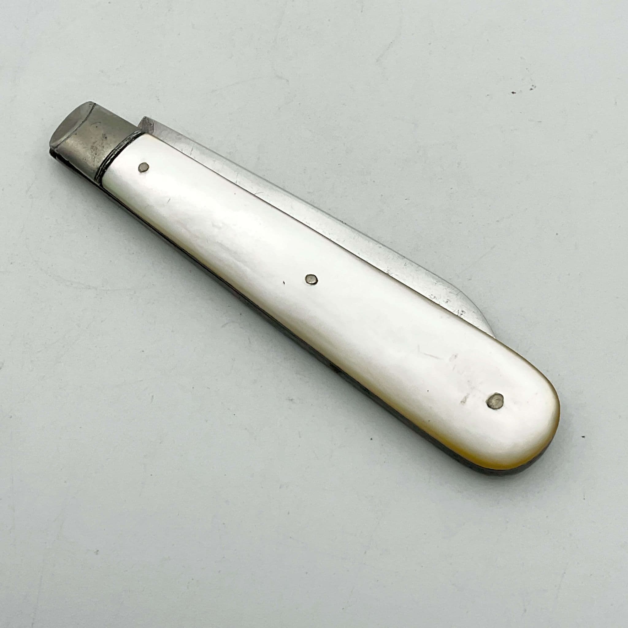 Sterling Silver ヴィンテージ マザーオブパール ナイフ 6 Antique Mother of Pearl Handle Knives w/ Silverplate