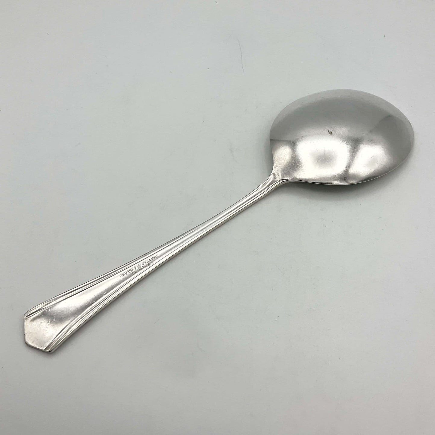 1930s Silver Plated Art Deco Serving Spoon