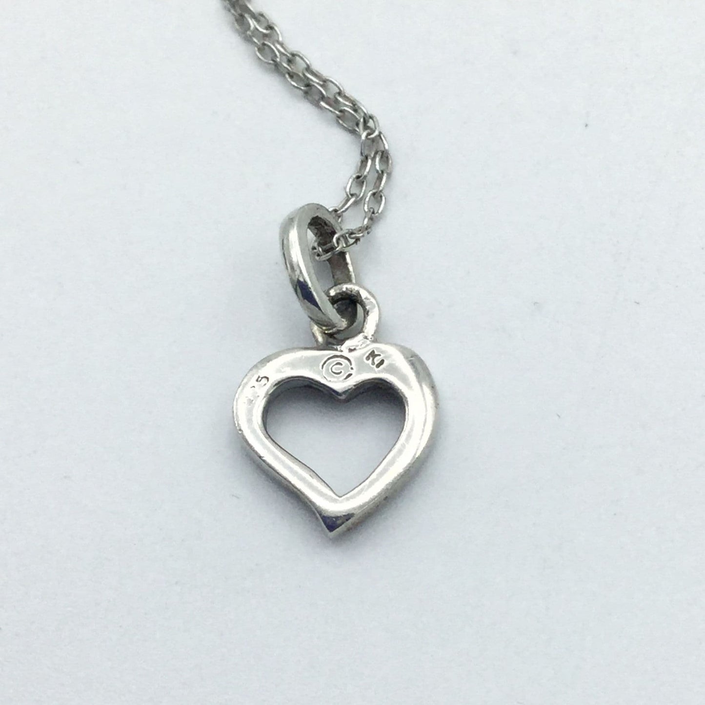 Vintage Silver Open Heart Pendant Necklace