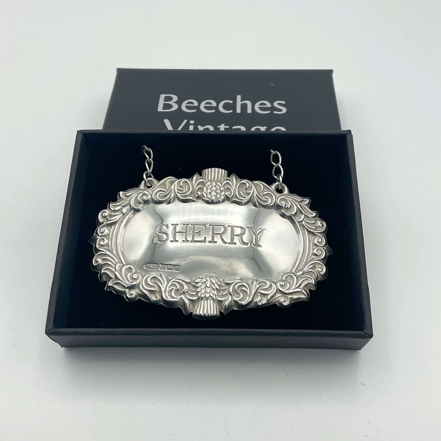 1983 Sterling Silver Sherry Decanter Label
