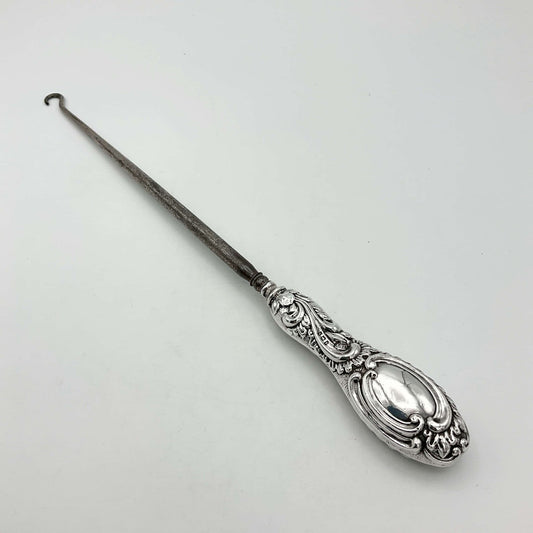 Antique 1901 Large Sterling Silver Button Hook