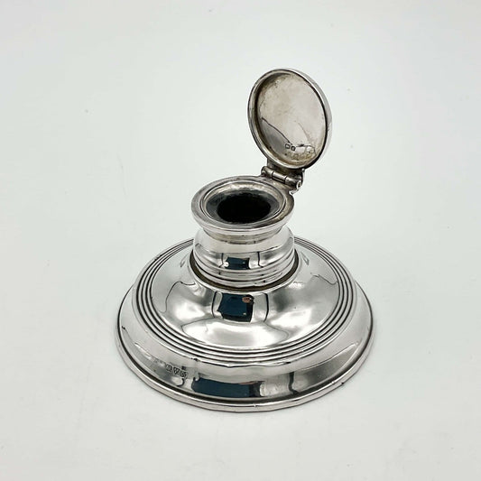 Antique 1913 Small Silver Inkwell