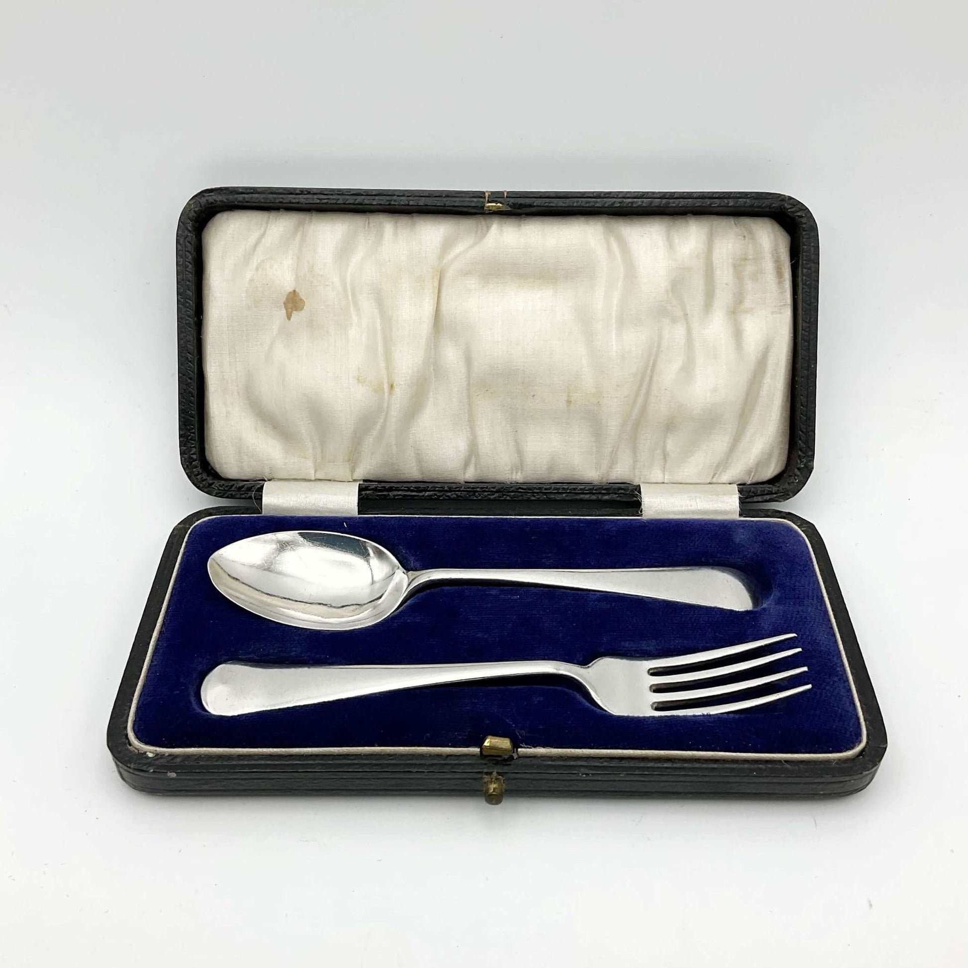 Childs Silver Fork and Spoon Set in a presentation box. A perfect gift for a new baby, Christening or baptism.