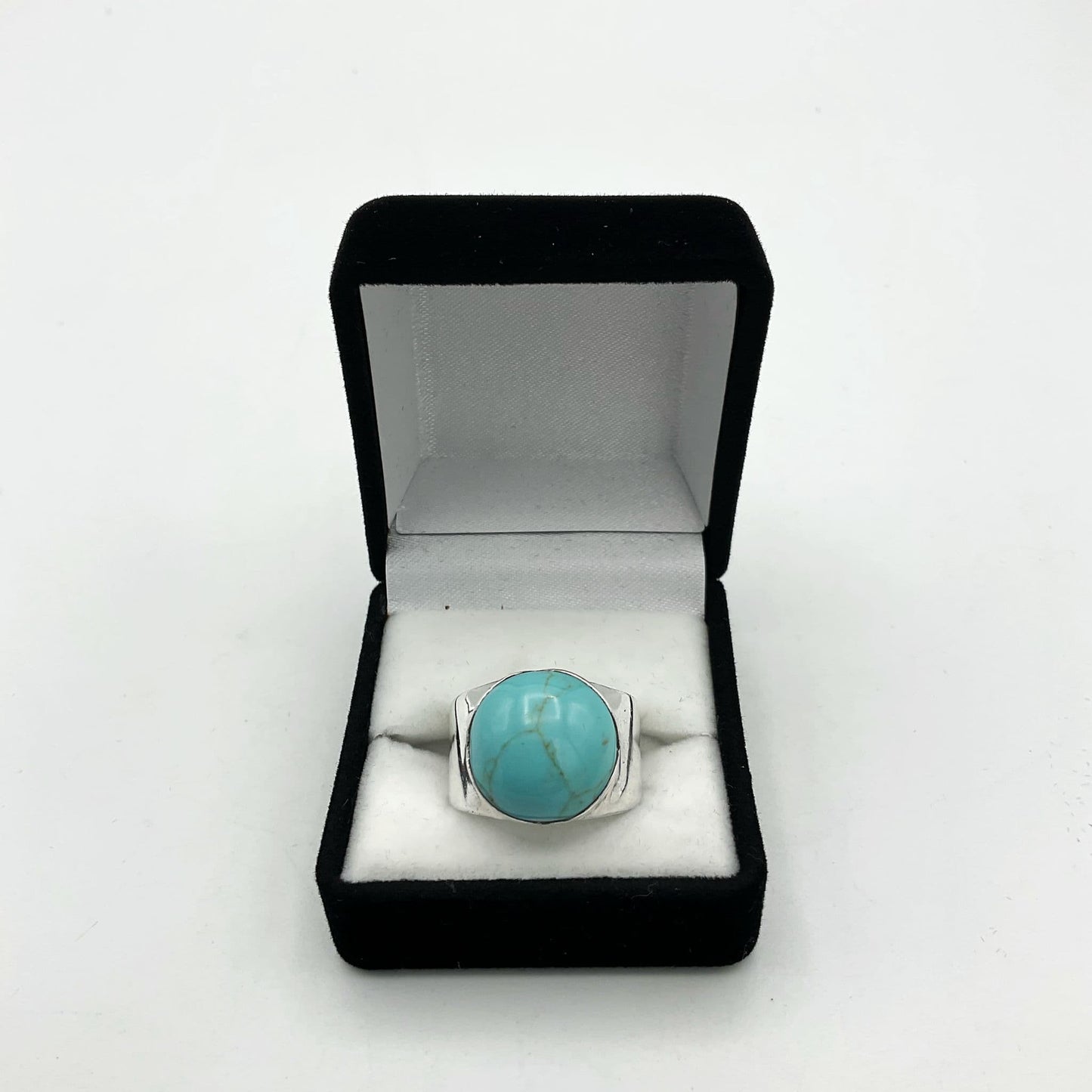 Polished Turquoise Silver Ring