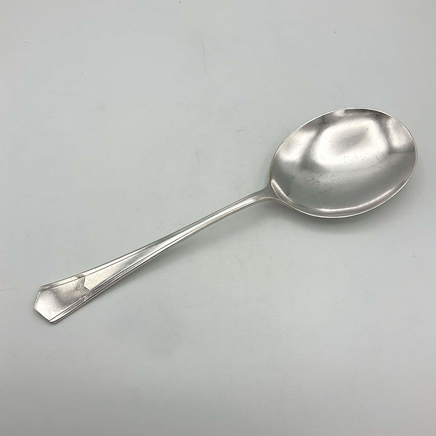 1930s Silver Plated Art Deco Serving Spoon