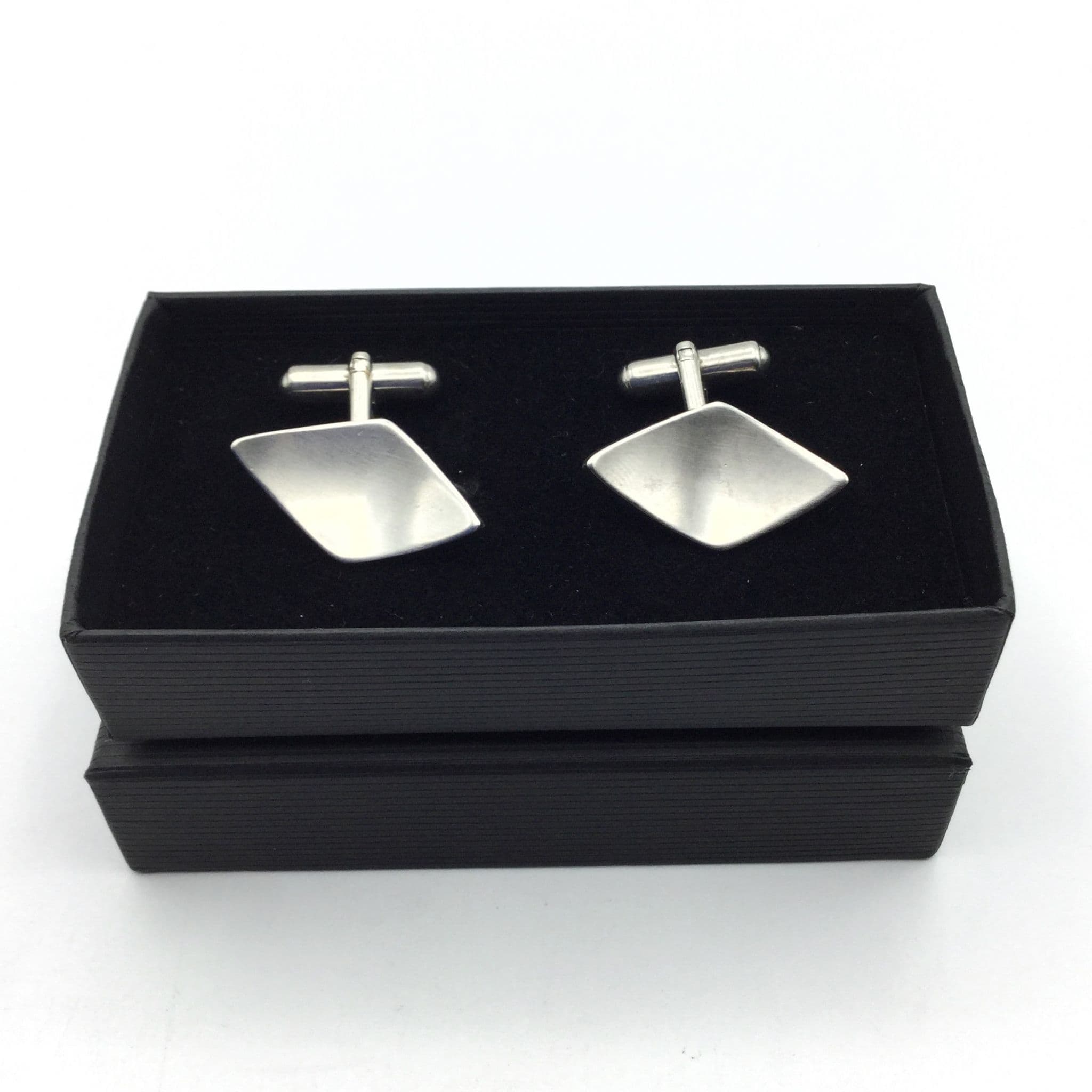Vintage Silver Plated Diamond Shaped Cufflinks Beeches Vintage